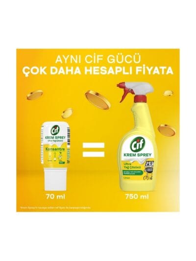 Cif Krem Sprey Konsantre Ultra Yağ Çözücü Limon 70 ml