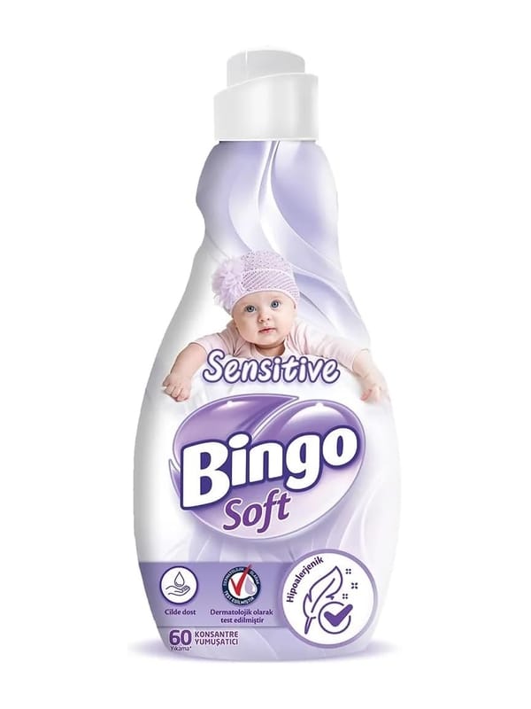 Bingo Soft Sensitive Anti-Alerjik Beyazlar ve Renkliler İçin Konsantre Yumuşatıcı 1440 ml 60 Yıkama