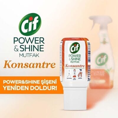 Cif Power & Shine Sprey Mutfak Yağ Çözücü 750 ml + Cif Power & Shine Konsantre Mutfak 70 ml