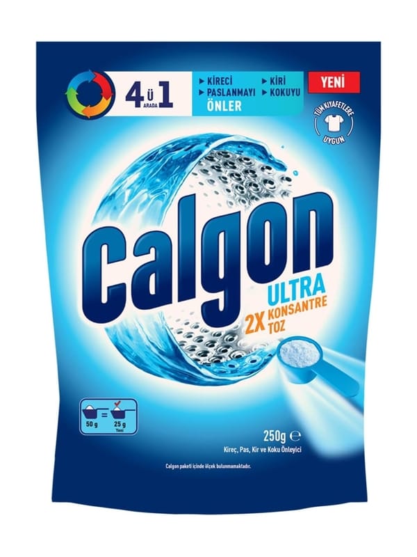 Calgon Power Kir, Pas, Kireç ve Koku Önleyici 4'ü 1 Arada Ultra Konsantre Toz 250 g