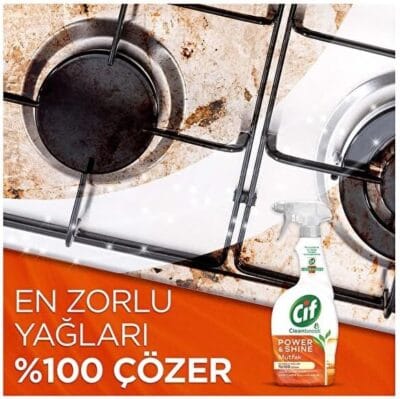 Cif Power & Shine Sprey Mutfak Yağ Çözücü 750 ml + Cif Power & Shine Konsantre Mutfak 70 ml