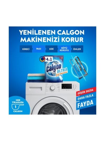 Calgon Power Kir, Pas, Kireç ve Koku Önleyici 4'ü 1 Arada Ultra Konsantre Toz 250 g