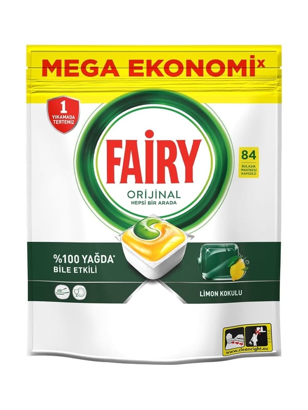 Fairy Hepsi Bir Arada Bulaşık Makinesi Deterjanı Tableti 84 Yıkama Limon Kokulu