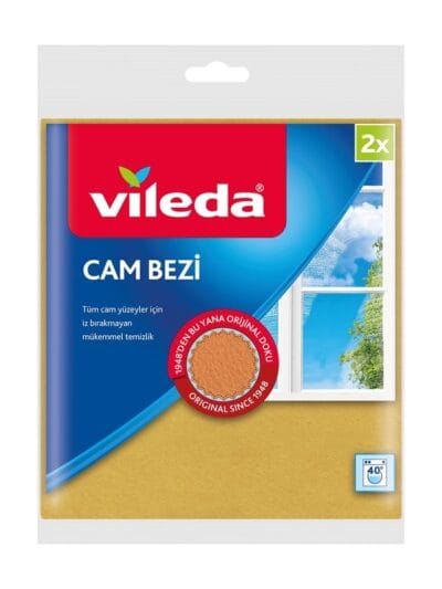 Vileda Cam Bezi, Ekstra Parlaklık, Sarı, 2'li Paket