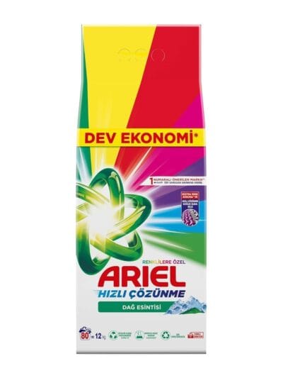 Ariel Dağ Esintisi Renklilere Özel 12 kg Hızlı Çözünme Toz Çamaşır Deterjanı