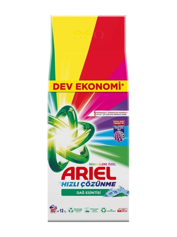 Ariel Dağ Esintisi Renklilere Özel 12 kg Hızlı Çözünme Toz Çamaşır Deterjanı