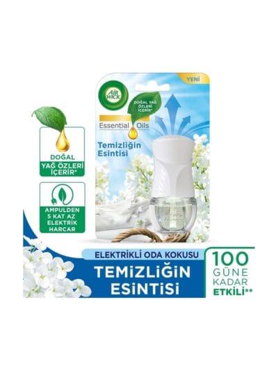 Air Wick Elektrikli Oda Kokusu Esansiyel Yağlar Cihaz + Yedek Şişe Temizliğin Esintisi