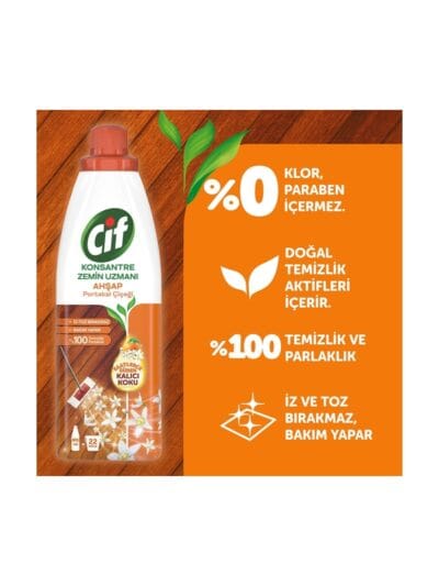 Cif Konsantre Zemin Uzmanı Ahşap ve Laminant Parke için Yüzey Temizleyici Portakal Çiçeği 895ml