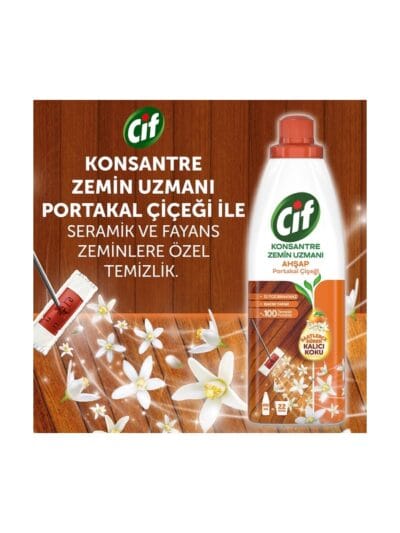 Cif Konsantre Zemin Uzmanı Ahşap ve Laminant Parke için Yüzey Temizleyici Portakal Çiçeği 895ml