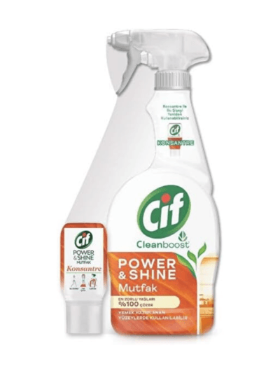 Cif Power & Shine Sprey Mutfak Yağ Çözücü 750 ml + Cif Power & Shine Konsantre Mutfak 70 ml