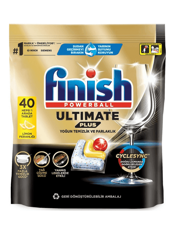 Finish Ultimate Plus Hepsi 1 Arada Limon Ferahlığı, 40 Tablet