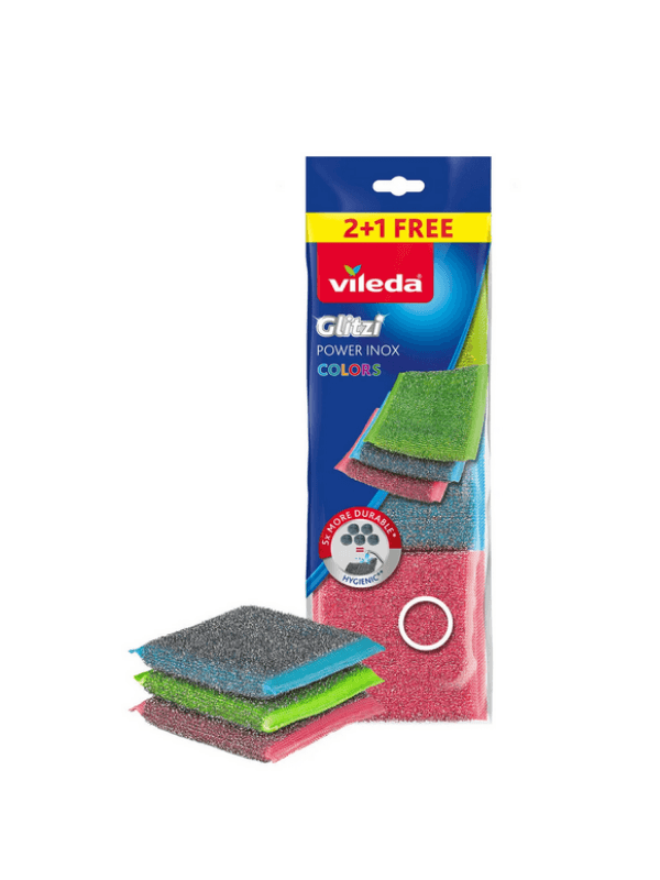 Vileda 3 Lü Power Inox Colors Çelik Bulaşık Sünger