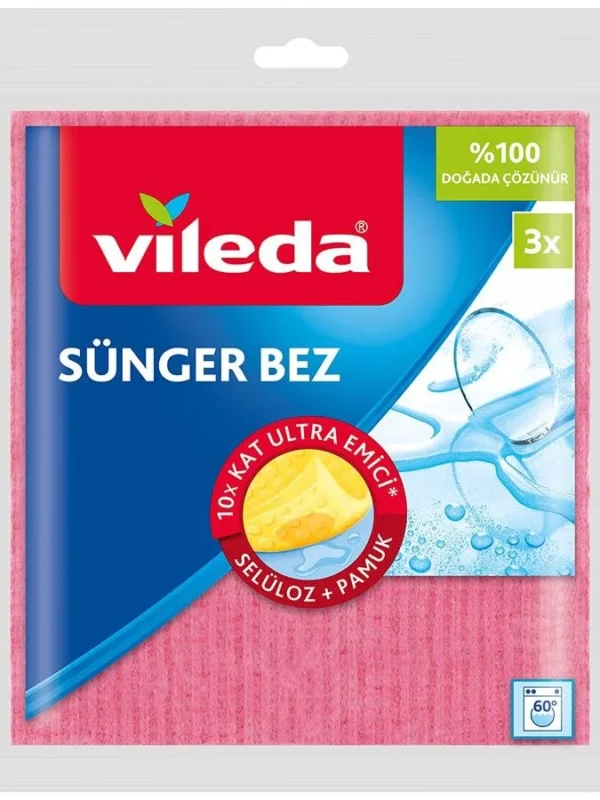 Vileda Sünger Bez 3’lü Eko Paket İhtiyaçlarını uygun fiyatla karşıla Vileda Sünger Bez 3'lü Eko Paket